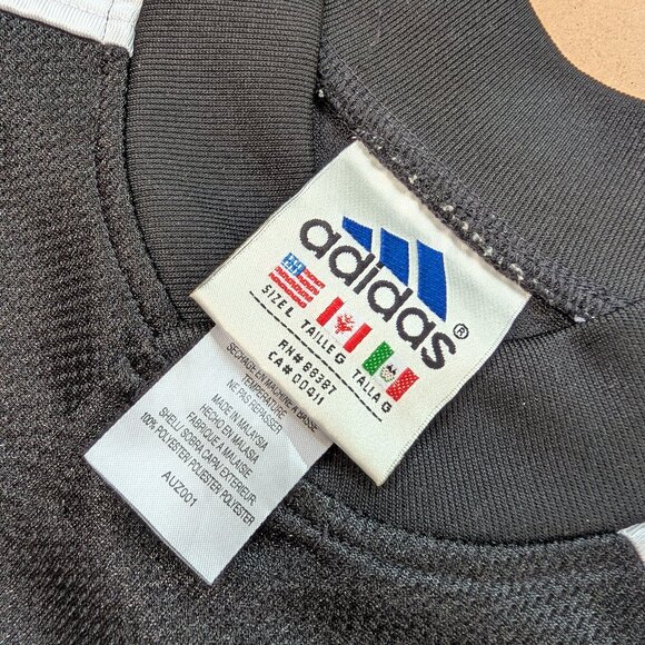 Adidas Y2K Throwback Button-up, black, T-Shirt Mens size LRG (rn#88387 ca#00411) - Picture 6 of 9